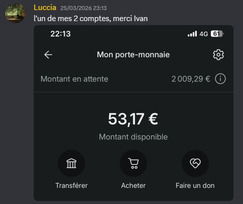 Screenshot compte Vinted Luccia — 2009€ en attente