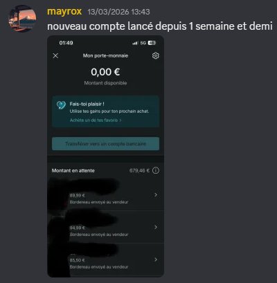 Screenshot compte Vinted Mayrox — 679€ en attente