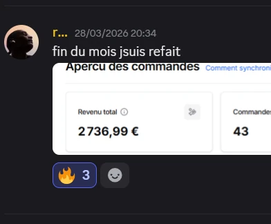 Capture du tableau de bord Vinted d'un élève — ventes sur 30 jours