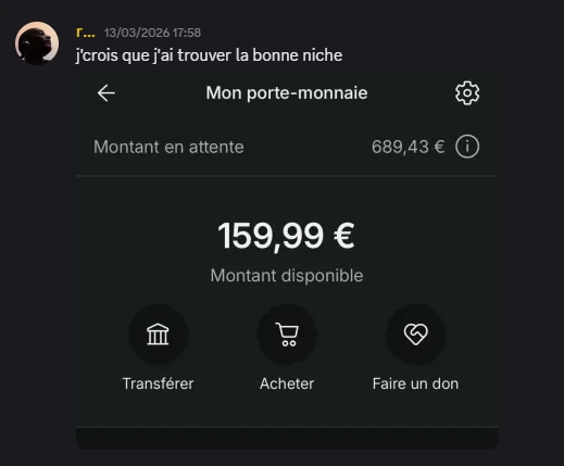 Capture de l'activité Vinted d'un élève — commandes et expéditions