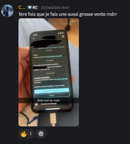 Capture du solde Vinted d'un membre de la communauté VintedDrop
